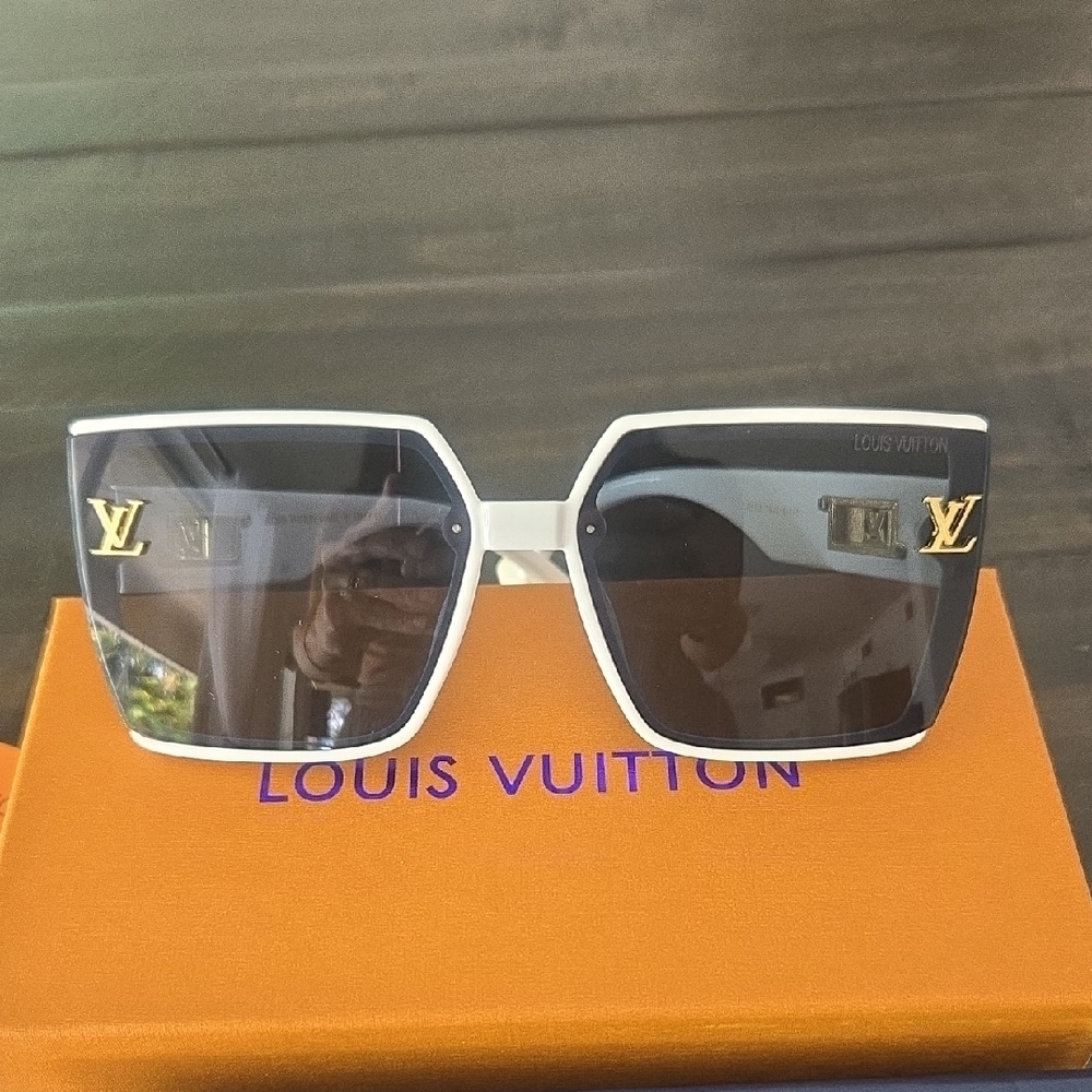 Louis Vuitton Black and White Sunglasses with Gold Accents